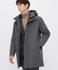 Áo khoác nam lông vũ dáng dài Hybrid Down Coat màu xám đậm AK352